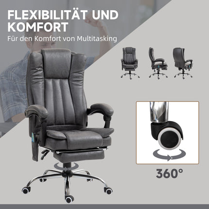 Ergonomická šedá kancelářská židle, masáž a vyhřívání, nastavitelná výška