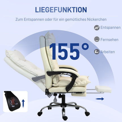 Ergonomická kancelářská židle, výškově nastavitelná, sklon 155°, béžová