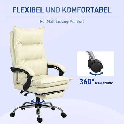 Ergonomická kancelářská židle, výškově nastavitelná, sklon 155°, béžová