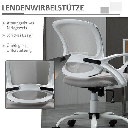 Office chair, desk chair with wheels, ergonomic, height-adjustable, grey