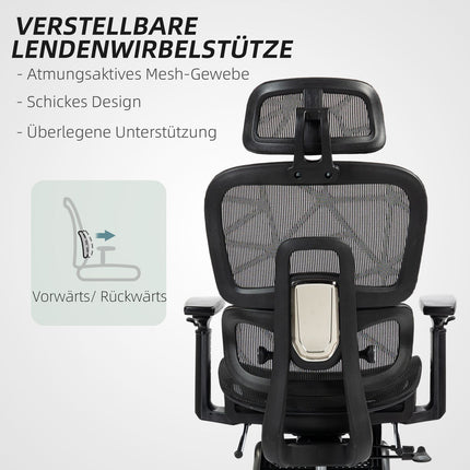Ergonomická kancelářská židle s opěrkou hlavy, bederní opěrkou, otočná