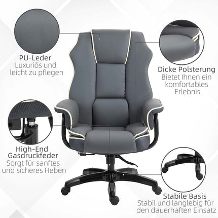 Ergonomická polohovací kancelářská židle, umělá kůže, nastavitelná