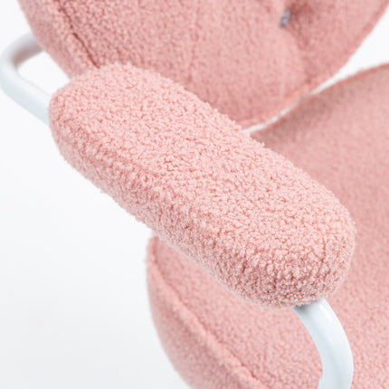 Ergonomická růžová kancelářská židle, Teddy Fleece, výškově nastavitelná