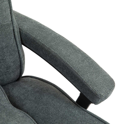 Ergonomická šedá kancelářská židle, vzhled lnu, výškově nastavitelná