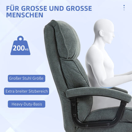 Ergonomická šedá kancelářská židle, vzhled lnu, výškově nastavitelná