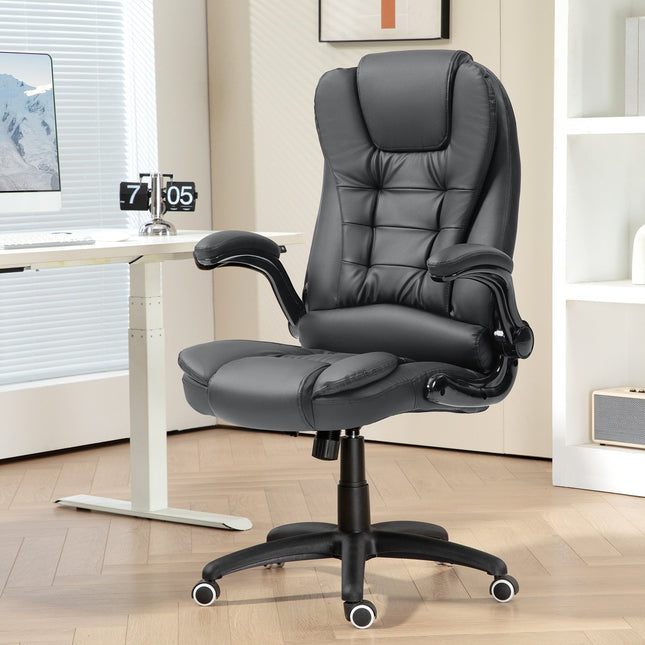 Ergonomická kancelářská židle, otočná, sklopné područky, tmavě šedá