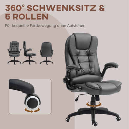 Ergonomic office chair, swivel & folding arms, dark grey