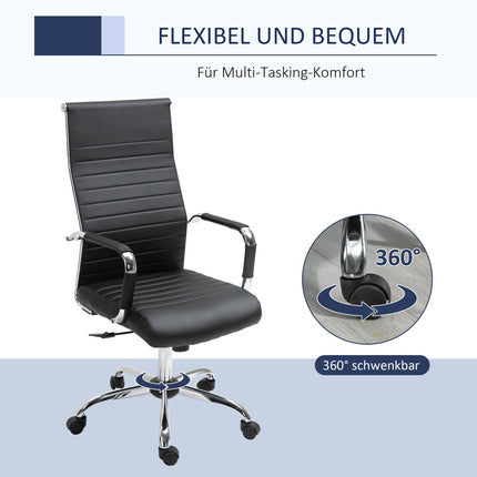Ergonomická kancelářská židle, nastavitelná, umělá kůže, černá