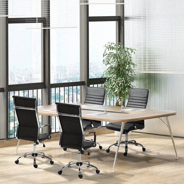 Bureaustoel ergonomische directiestoel met wipfunctie, in hoogte verstelbaar, bekleed met kunstleer en schuim, zwart
