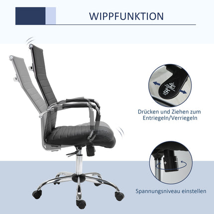 Ergonomická kancelářská židle, nastavitelná, umělá kůže, černá