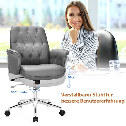 Kancelářská židle z umělé kůže, ergonomická, výškově nastavitelná otočná židle, šedá