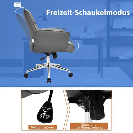 Kancelářská židle z umělé kůže, ergonomická, výškově nastavitelná otočná židle, šedá