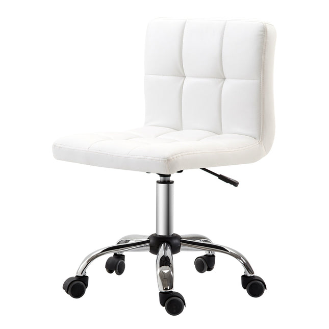 Office chair, swivel chair, imitation leather, steel frame, 5 wheels, upholstered, white