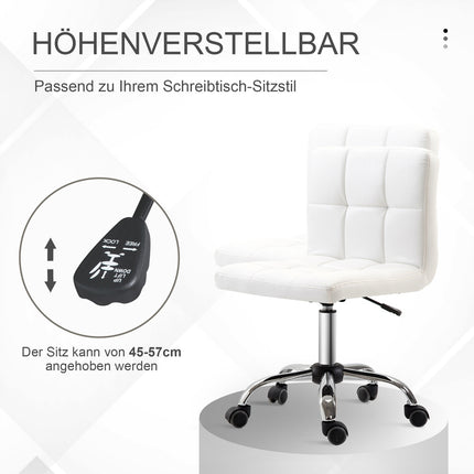 Kancelářská židle, otočná, imitace kůže, ocelový rám, 5 koleček, čalouněná, bílá