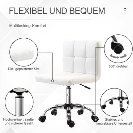 Kancelářská židle, otočná, imitace kůže, ocelový rám, 5 koleček, čalouněná, bílá