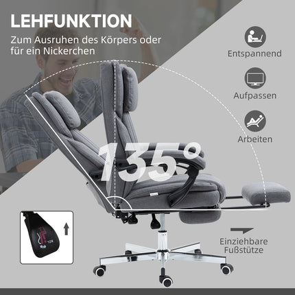 Ergonomická kancelářská židle, polohovací, masáž, šedá