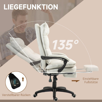 Ergonomická kancelářská židle, masáž a polohování, krémově bílá