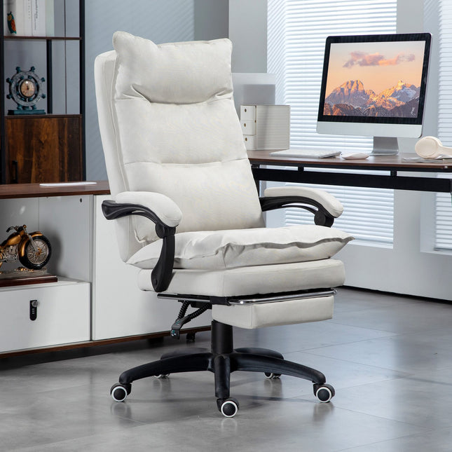 Ergonomická kancelářská židle, masáž a polohování, krémově bílá
