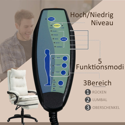 Ergonomická kancelářská židle, masáž a polohování, krémově bílá