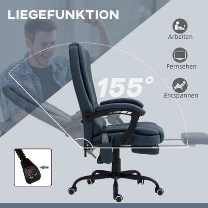 Ergonomická kancelářská židle s masáží a naklápěním, modrá