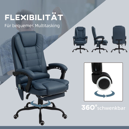 Ergonomická kancelářská židle s masáží a naklápěním, modrá