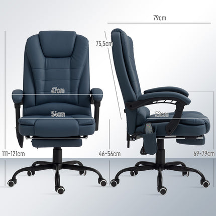 Ergonomická kancelářská židle s masáží a naklápěním, modrá