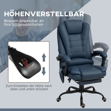 Ergonomická kancelářská židle s masáží a naklápěním, modrá