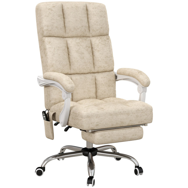 Ergonomická kancelářská židle s masáží a vyhříváním, nastavitelná, béžová