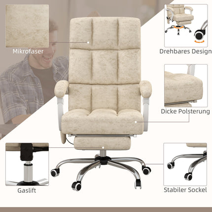 Ergonomická kancelářská židle s masáží a vyhříváním, nastavitelná, béžová