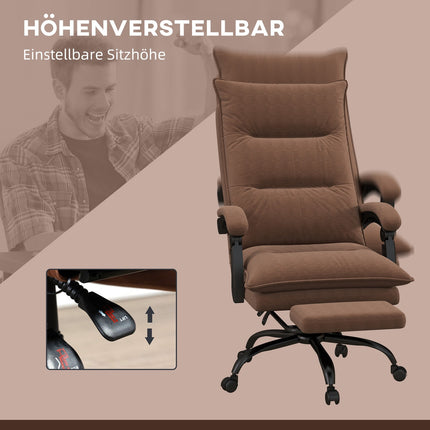 Ergonomická kancelářská židle s masáží, sklopení 155° – hnědá