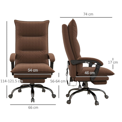 Ergonomická kancelářská židle s masáží, sklopení 155° – hnědá