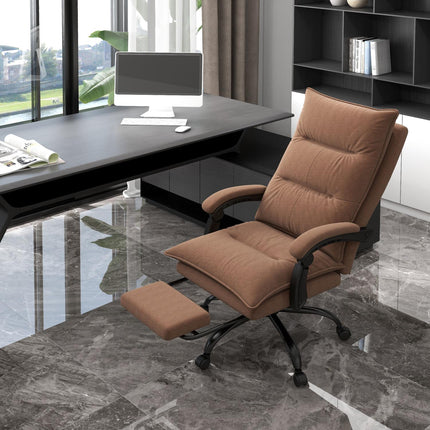 Ergonomická kancelářská židle s masáží, sklopení 155° – hnědá