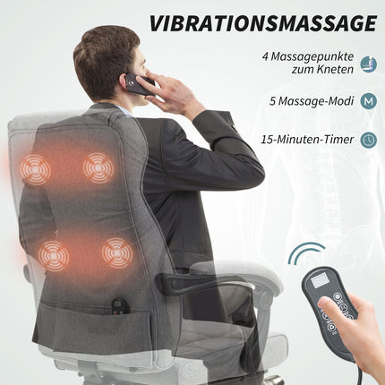 Ergonomická kancelářská židle s masáží, polohováním a podnožkou
