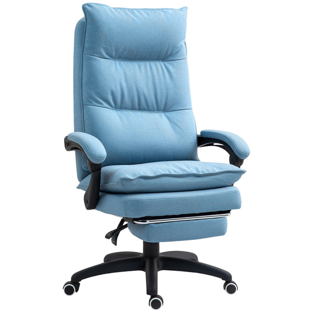 Ergonomická masážní kancelářská židle s naklápěním a podnožkou, modrá