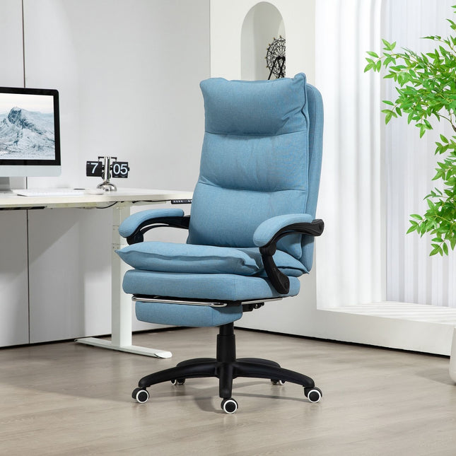 Ergonomická masážní kancelářská židle s naklápěním a podnožkou, modrá