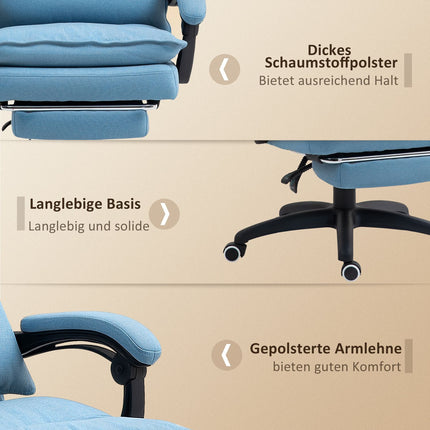 Ergonomic massage office chair with tilt & footrest, blue