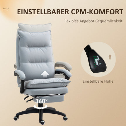 Ergonomická kancelářská židle s masáží a naklápěním, světle šedá