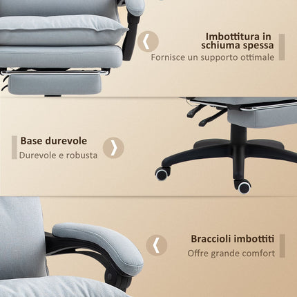 Ergonomická kancelářská židle s masáží a naklápěním, světle šedá