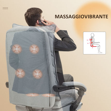 Ergonomická kancelářská židle s masáží a naklápěním, světle šedá