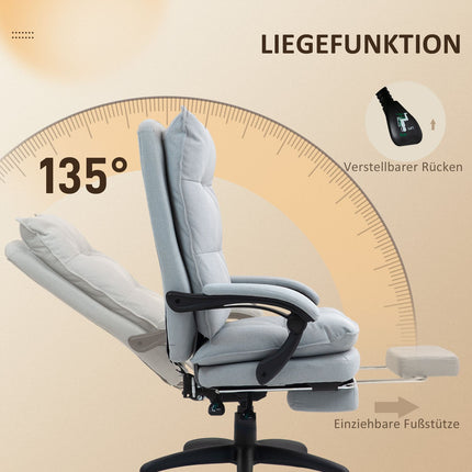 Ergonomická kancelářská židle s masáží a naklápěním, světle šedá