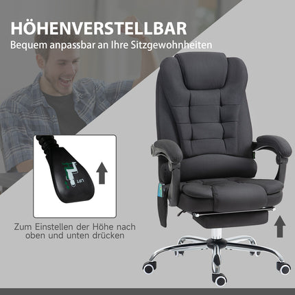 Ergonomická masážní kancelářská židle, polohovací s podnožkou, černá