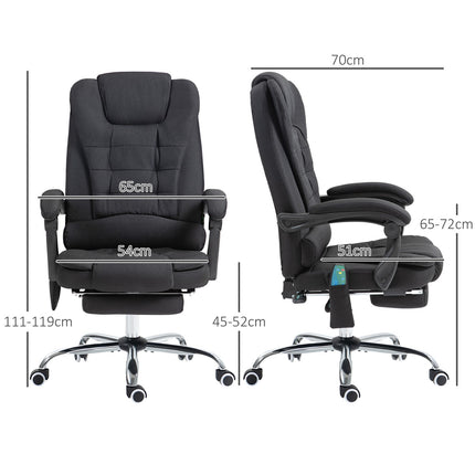 Ergonomická masážní kancelářská židle, polohovací s podnožkou, černá