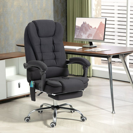 Ergonomická masážní kancelářská židle, polohovací s podnožkou, černá