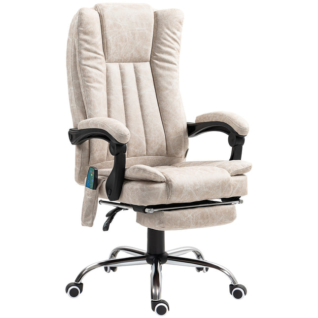 Ergonomické masážní kancelářské křeslo, polohovací a vyhřívané, krémově bílá