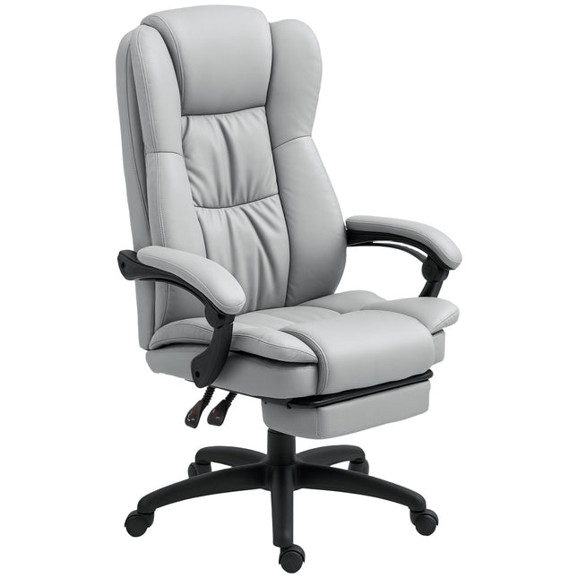 Ergonomická kancelářská židle s masáží, naklápěním, podnožkou, šedá
