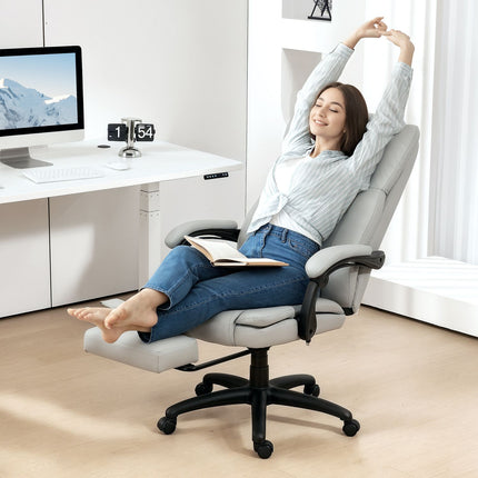Ergonomická kancelářská židle s masáží, naklápěním, podnožkou, šedá