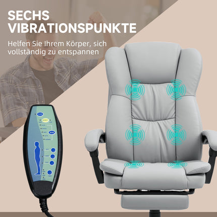 Ergonomická kancelářská židle s masáží, naklápěním, podnožkou, šedá