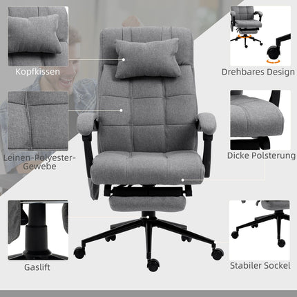 Ergonomická kancelářská židle s masáží a vyhříváním beder, šedá
