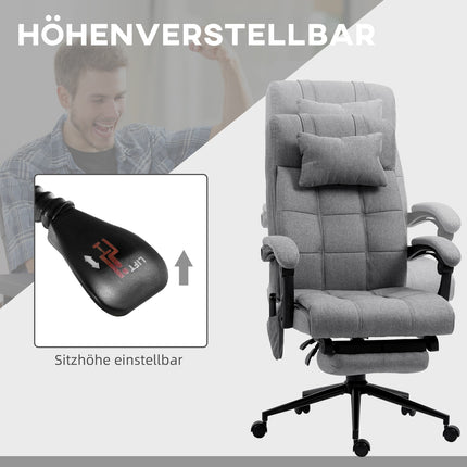 Ergonomická kancelářská židle s masáží a vyhříváním beder, šedá