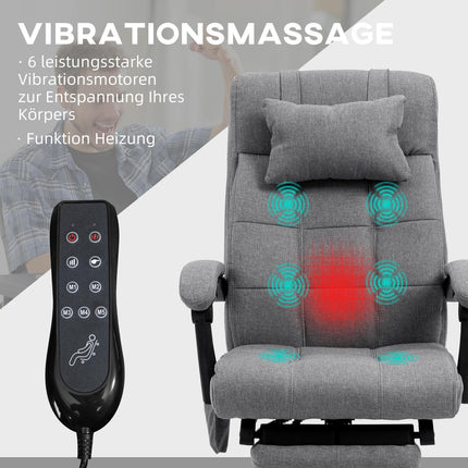 Ergonomická kancelářská židle s masáží a vyhříváním beder, šedá